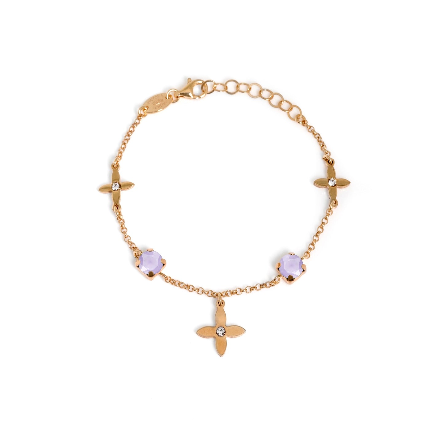 Rose Gold plated Sterling Silver Bracelet flower violet crystal from Vega