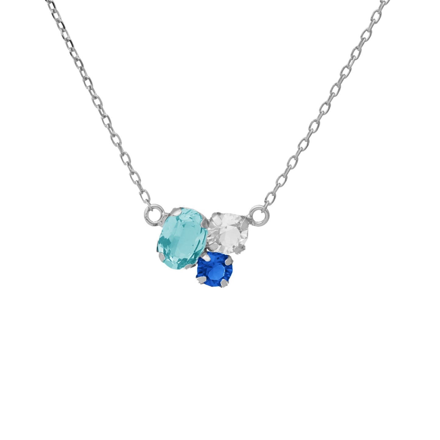 Rhodium Plated Sterling Silver Short necklace blue crystal from Alexandra