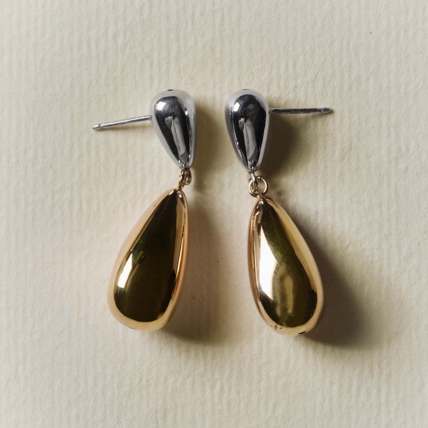 Rhodium and Gold plated Sterling Silver Long earrings drop from Eterna