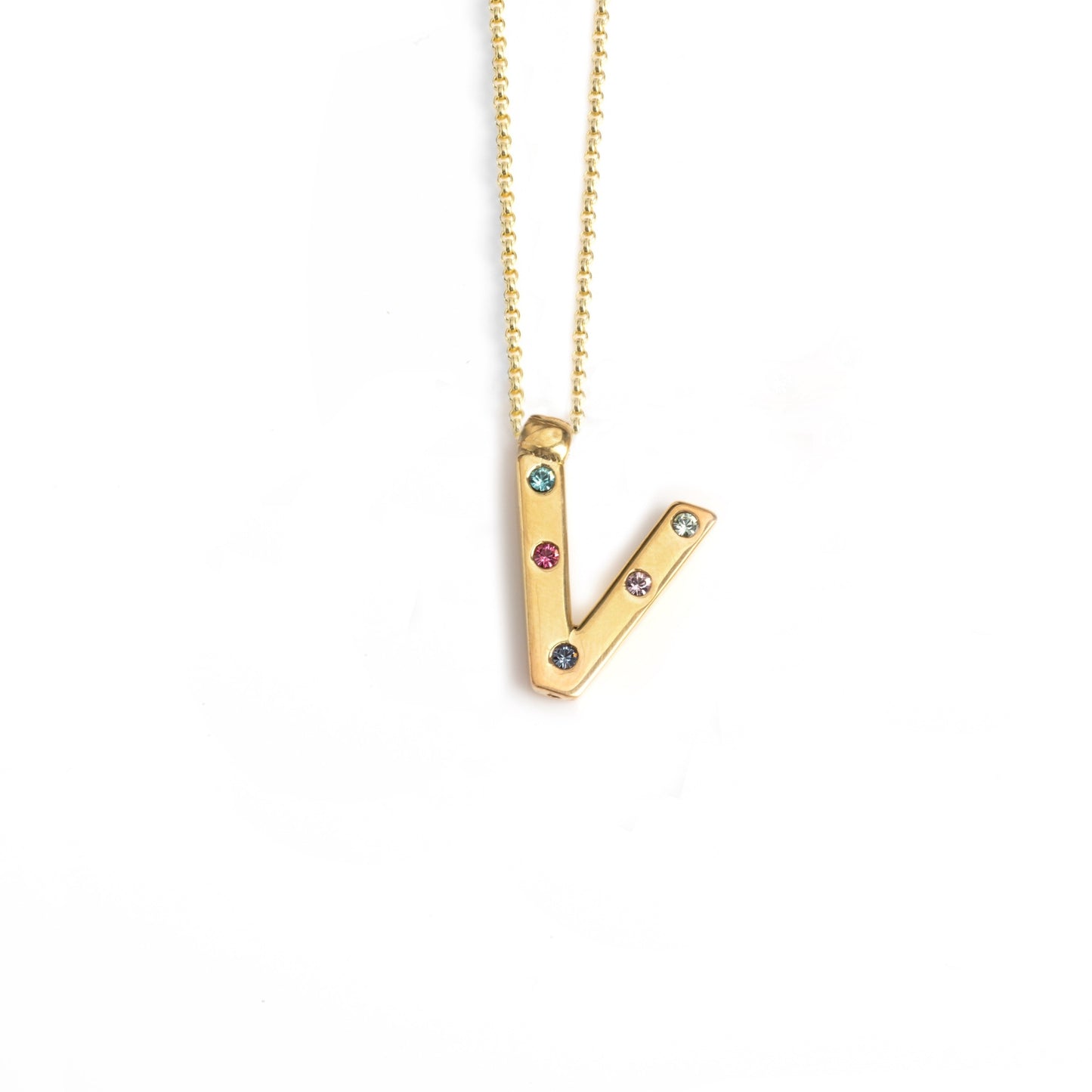 Gold plated Sterling Silver Short necklace letter multicolor crystal from Letter