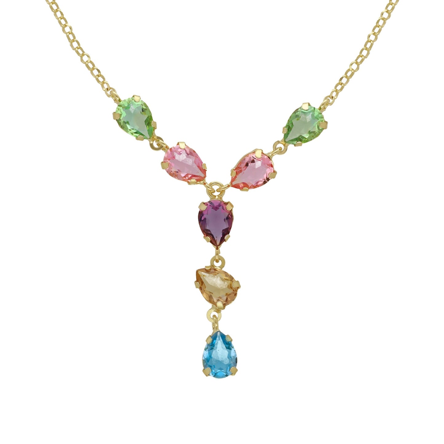 Gold plated Sterling Silver Short necklace drop crystal from Magnolia