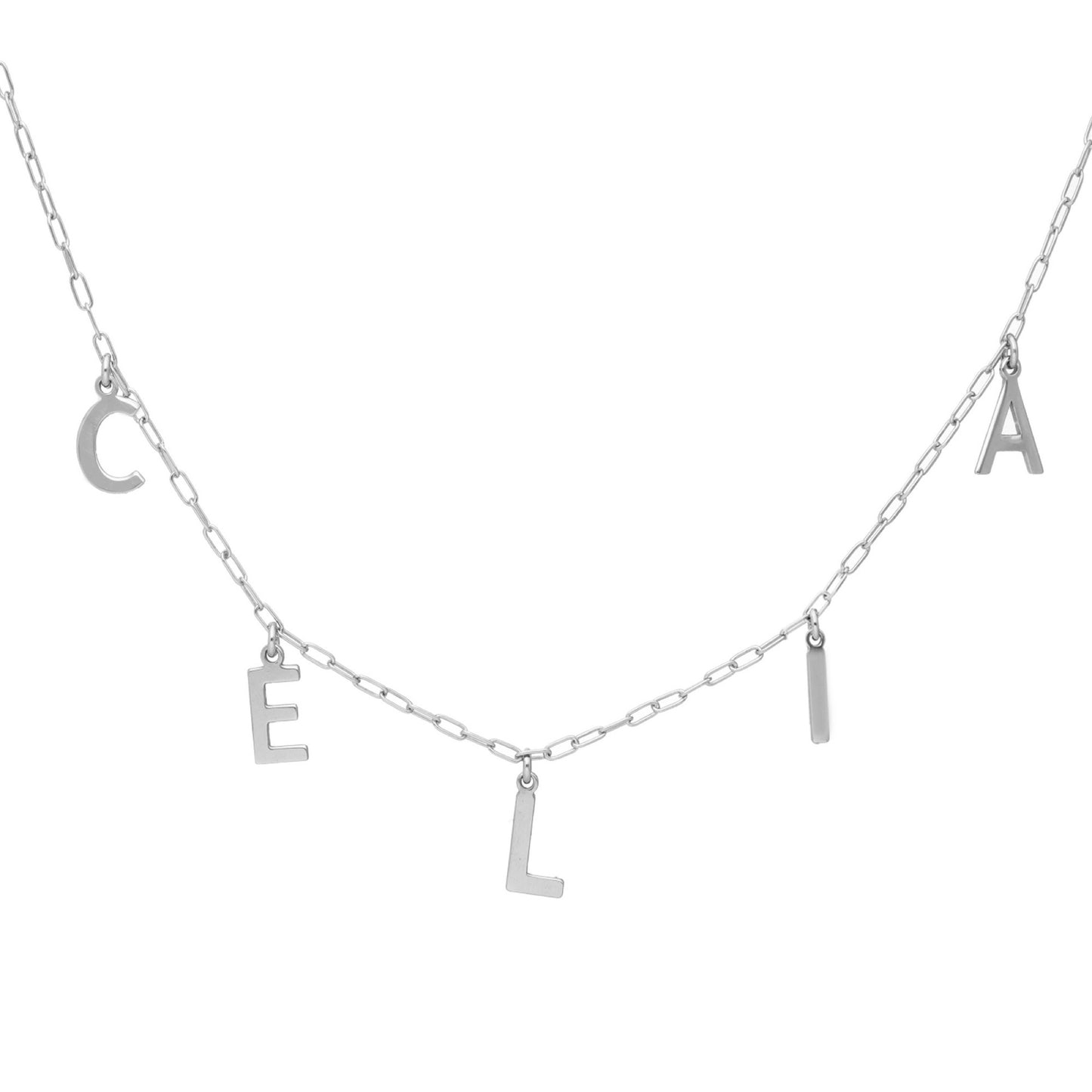 Sterling Silver Personalized collar letter white