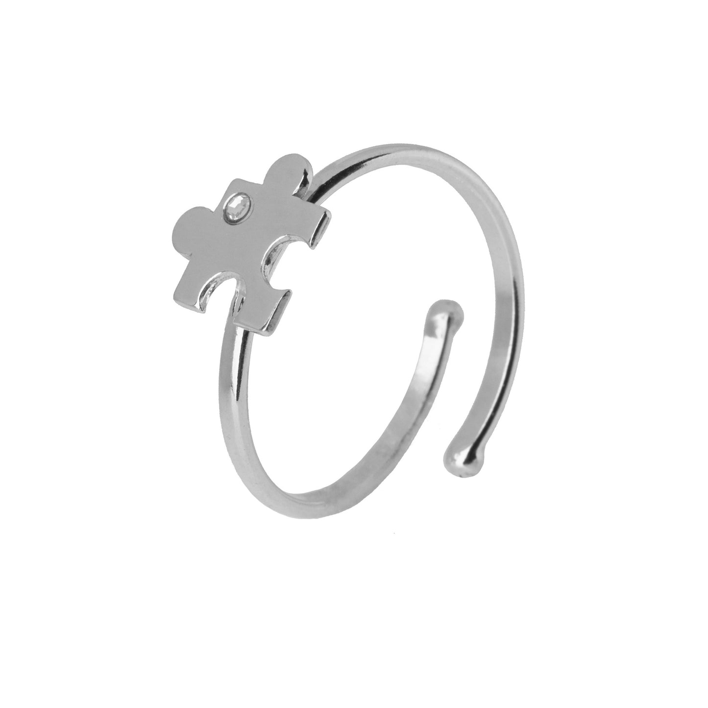 Sterling Silver Adjustable ring puzzle white crystal from Areca