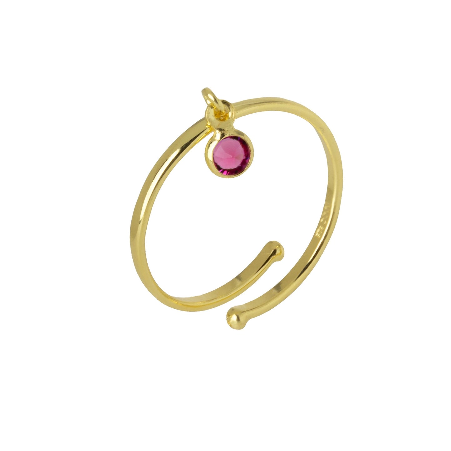 Gold plated Sterling Silver Adjustable ring circle crystal from Juliette