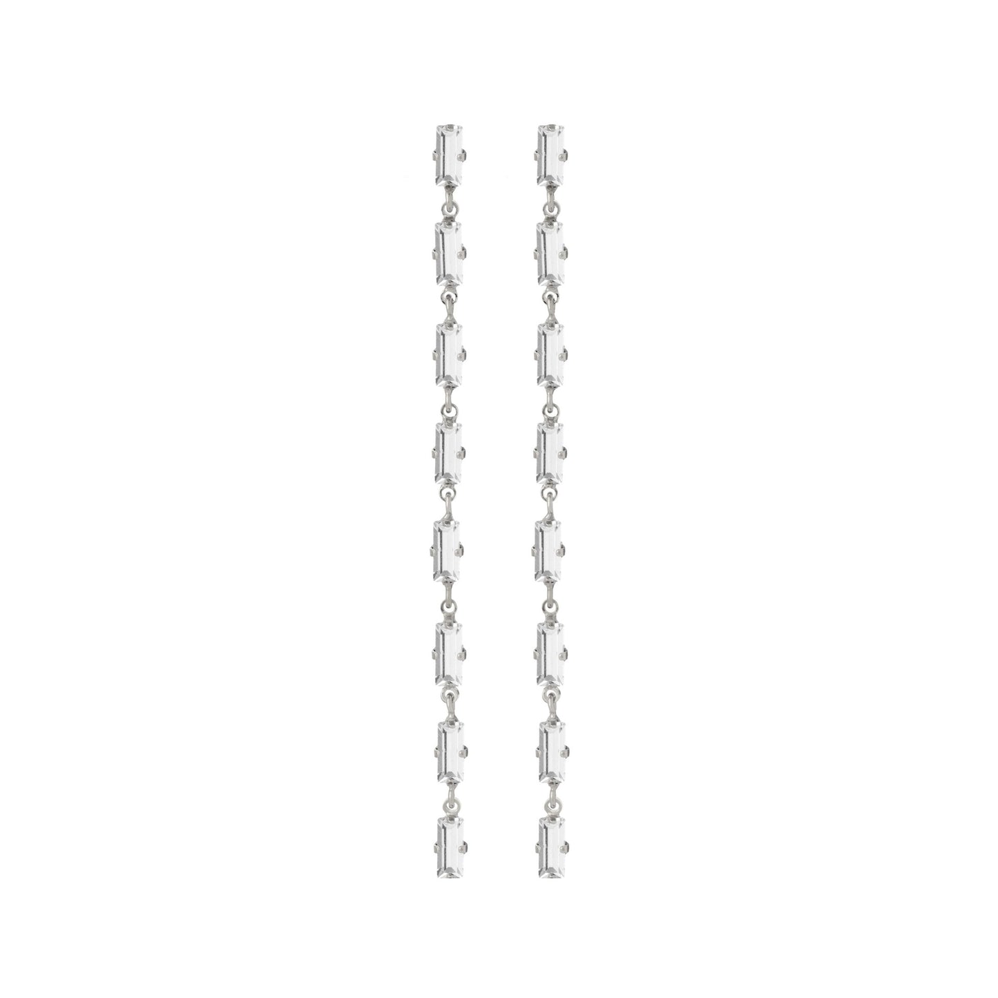 Rhodium Plated Sterling Silver Long earrings crystal from Esgueva