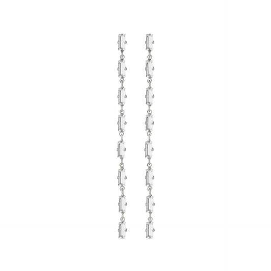 Rhodium Plated Sterling Silver Long earrings crystal from Esgueva