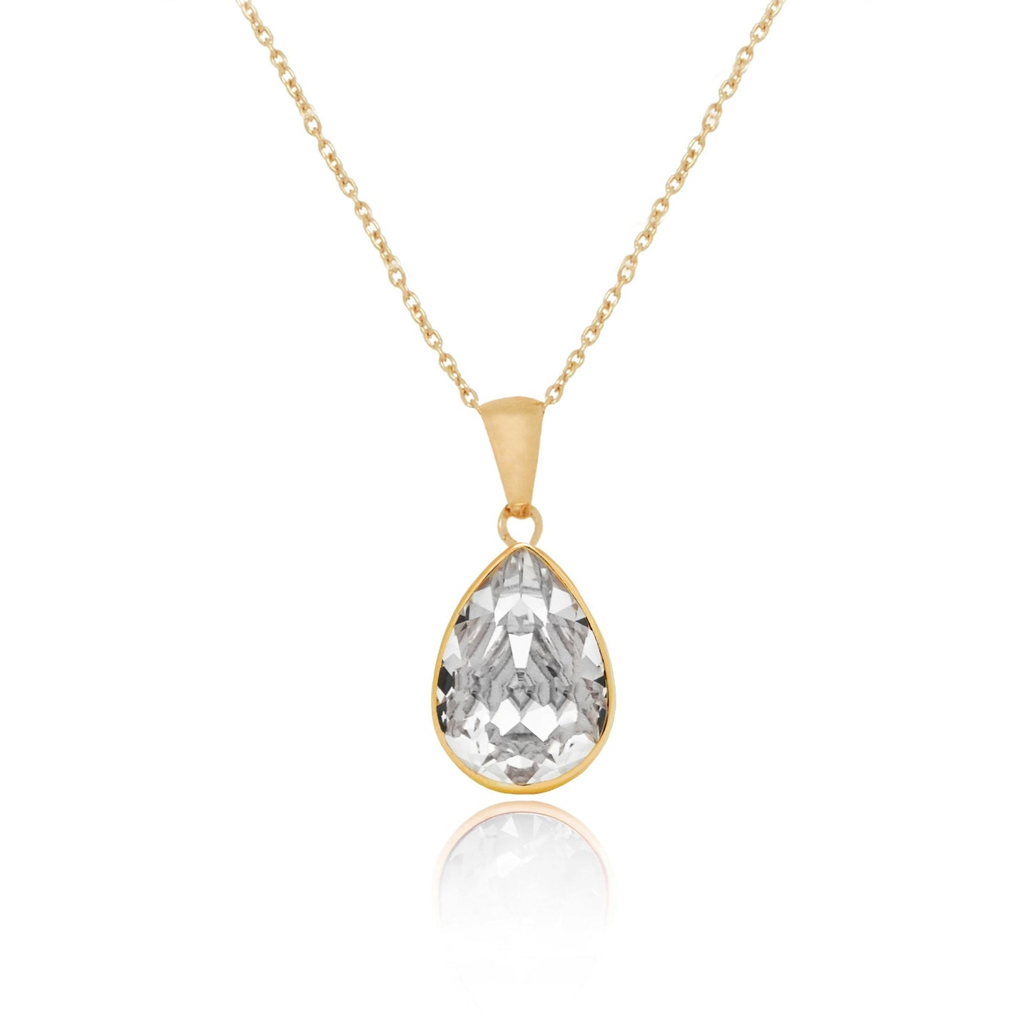 Gold plated Sterling Silver Short necklace drop crystal from Essential