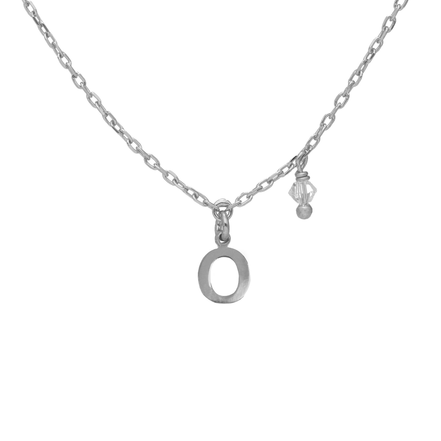 Rhodium Plated Sterling Silver Short necklace letter white crystal from Thename