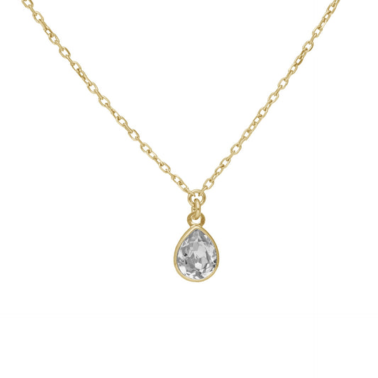 Gold plated Sterling Silver Short necklace drop crystal from Essential