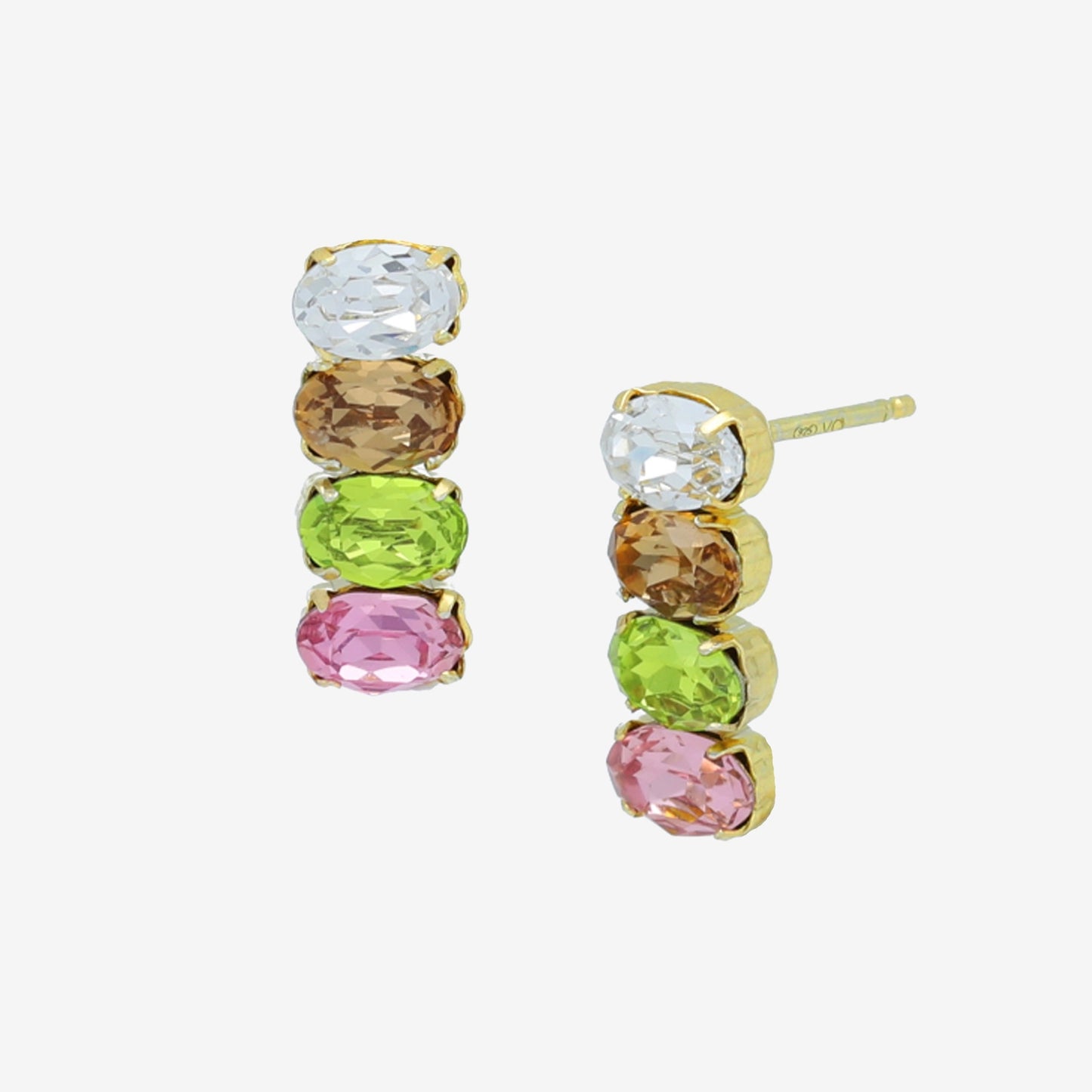 Sterling Silver Short earrings oval multicolor crystal from Alyssa