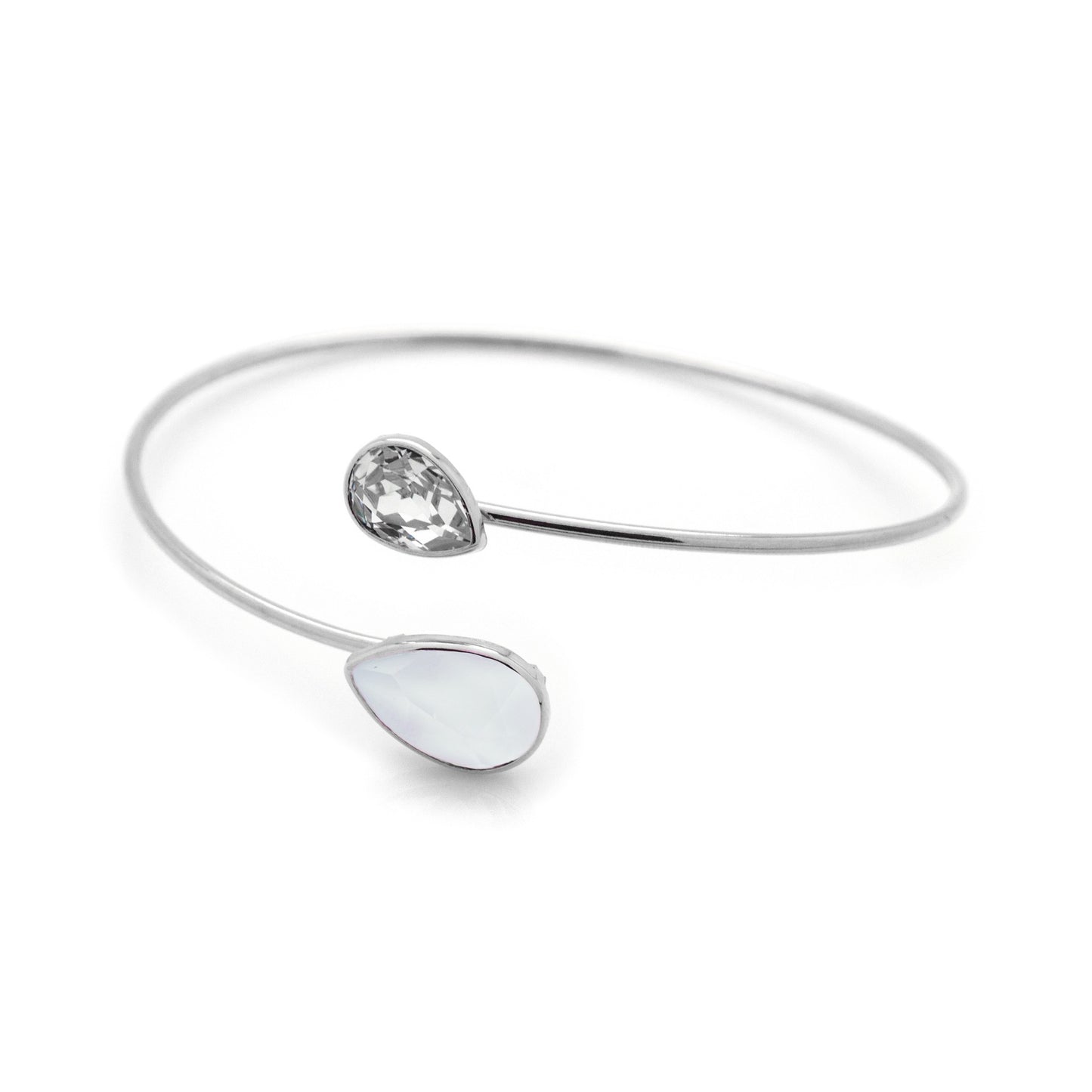 Brazalete lágrima cristal en Plata baño rodio de Essential