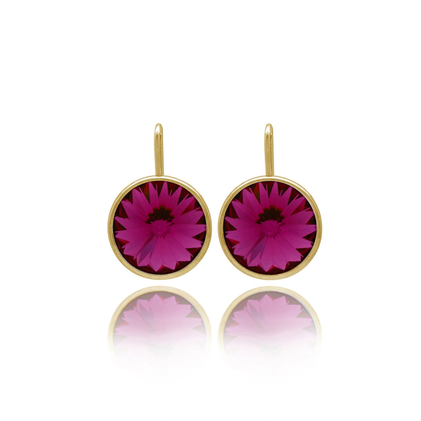 Gold plated Sterling Silver Short earrings 11,5mm circle crystal from Basic