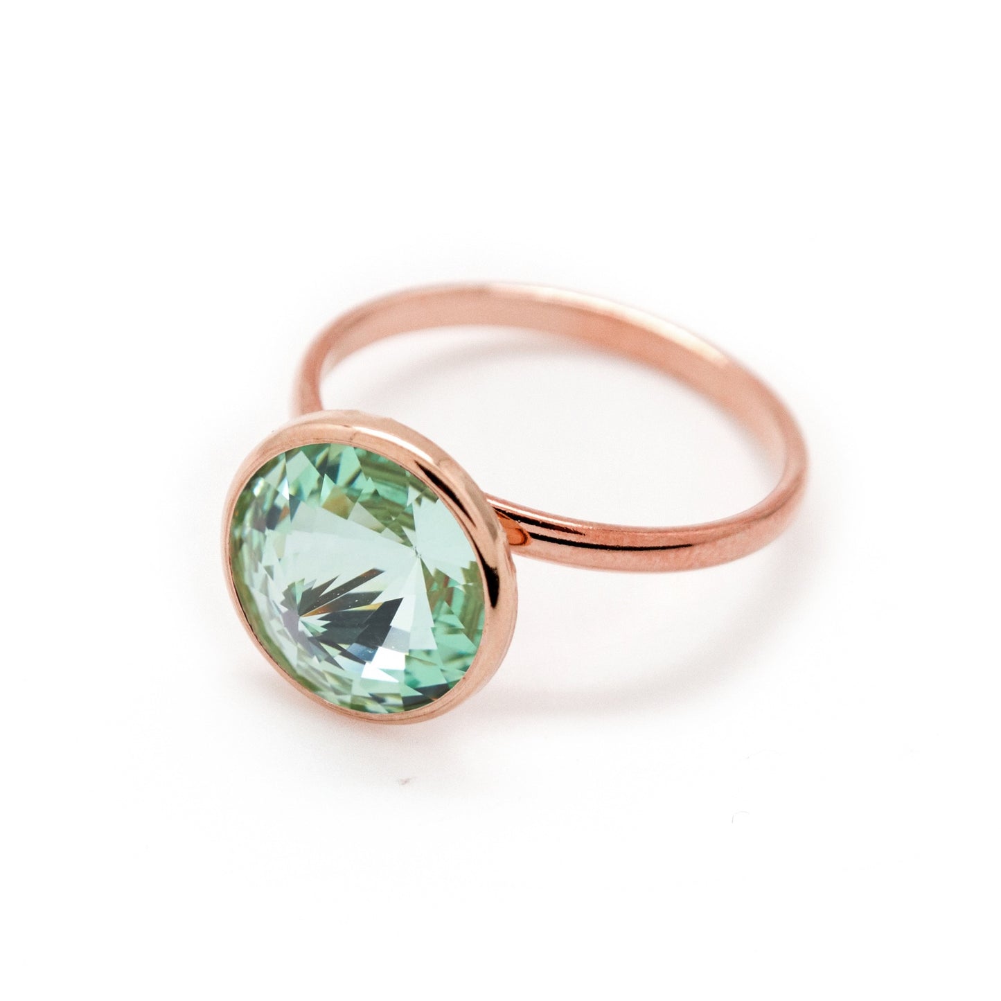 Rose Gold plated Sterling Silver Ring 11,5mm circle crystal from Basic