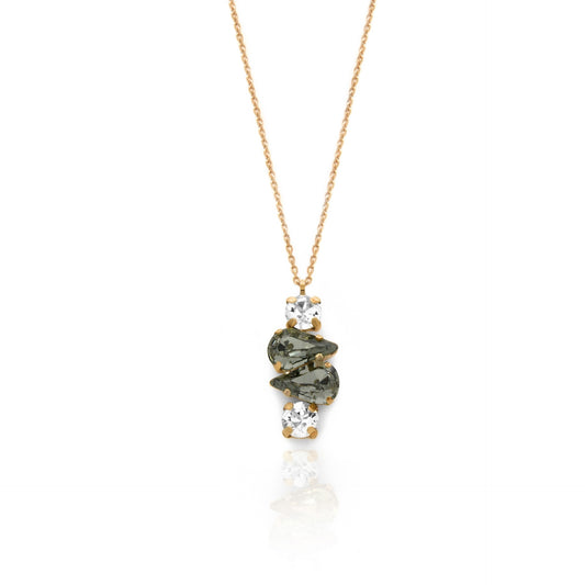 Gold plated Sterling Silver Short necklace gray crystal from Drop