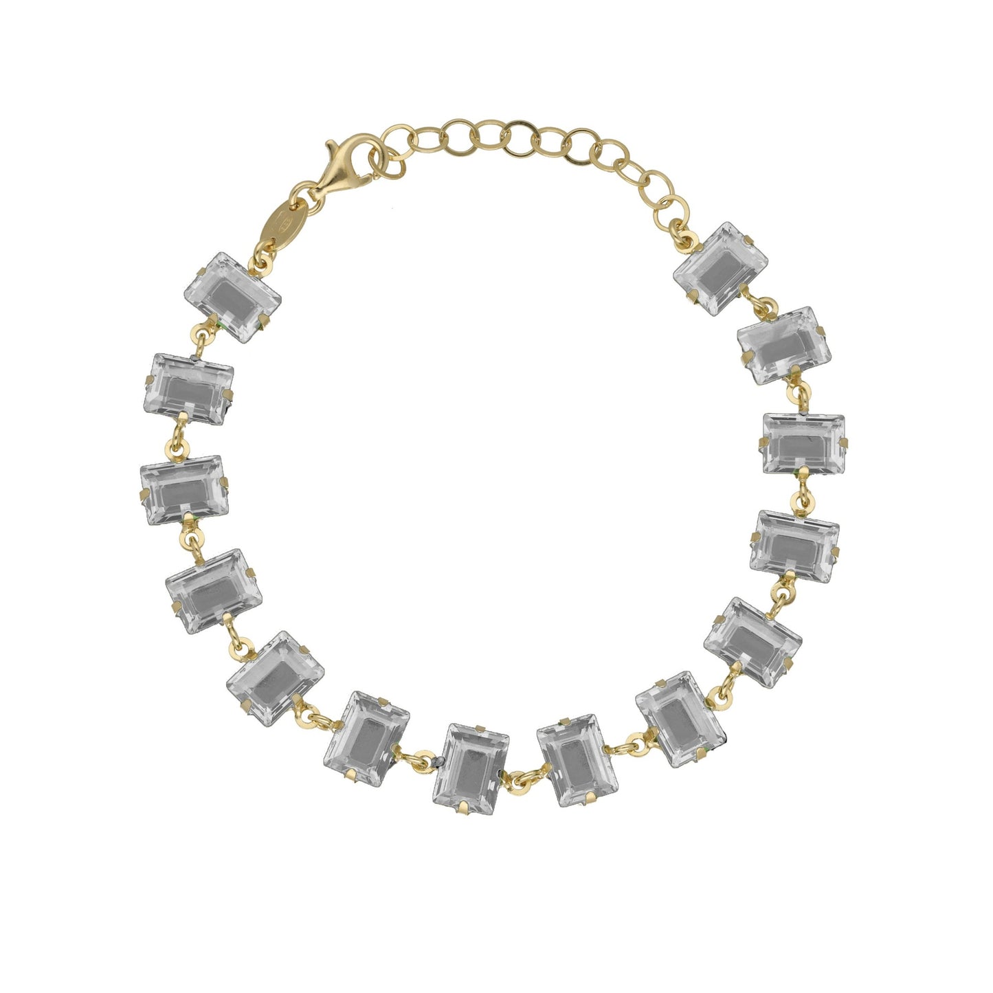 Gold plated Sterling Silver Bracelet rectangle crystal from Chiara