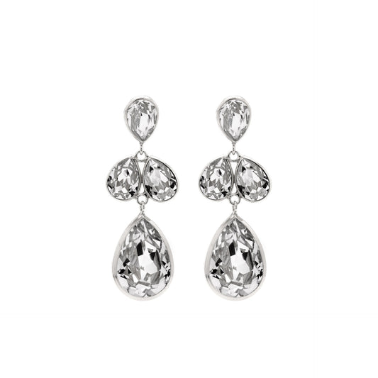 Rhodium Plated Sterling Silver Long earrings crystal from Luxury