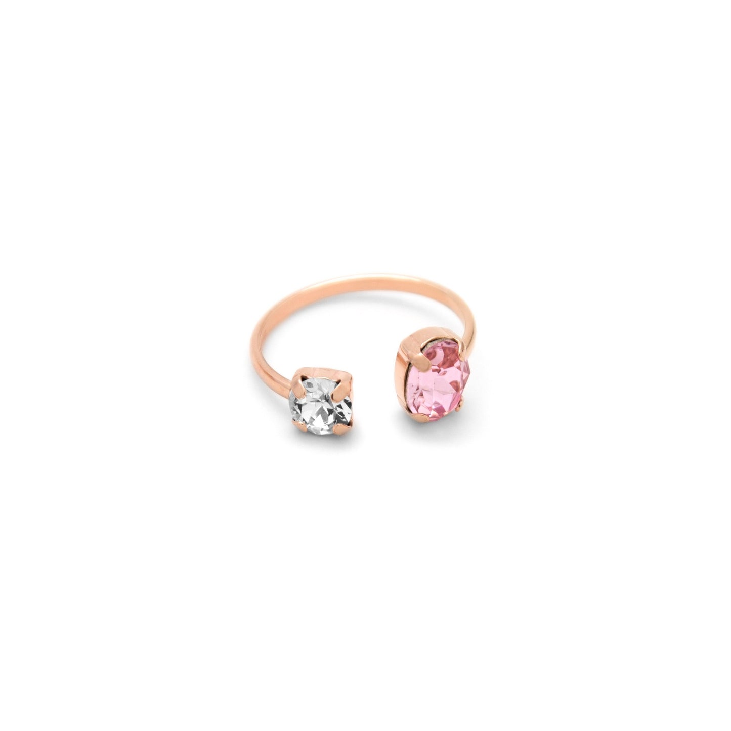 Anillo ajustable cristal en Plata baño Oro Rosa de Celine