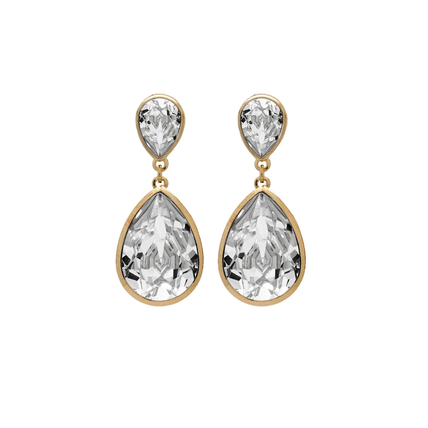 Gold plated Sterling Silver Long earrings drop crystal from Essential