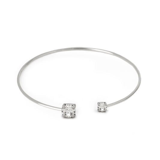 Rhodium Plated Sterling Silver Bracelet circle white crystal from Jasmine