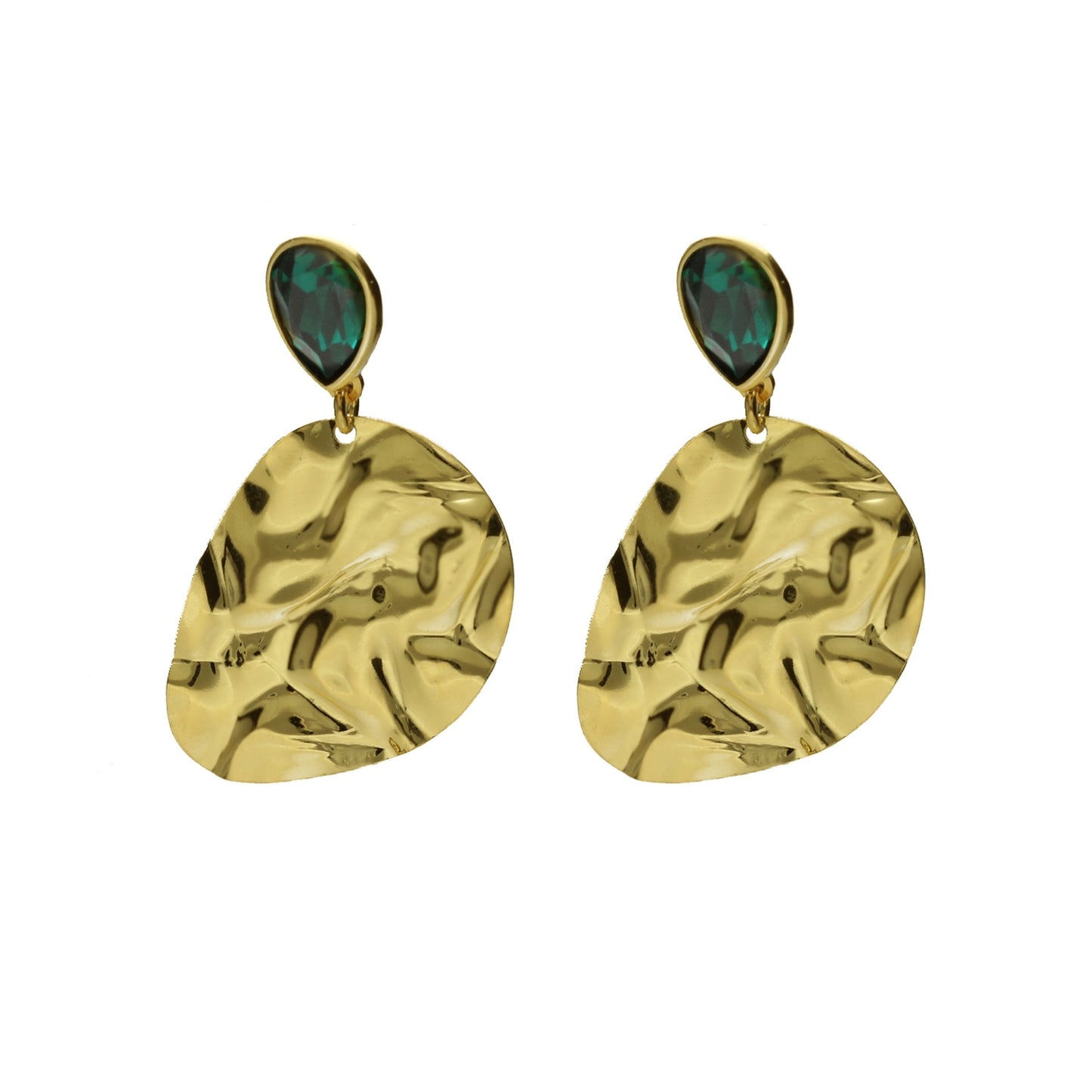 Gold plated Sterling Silver Short earrings green crystal from Fullness