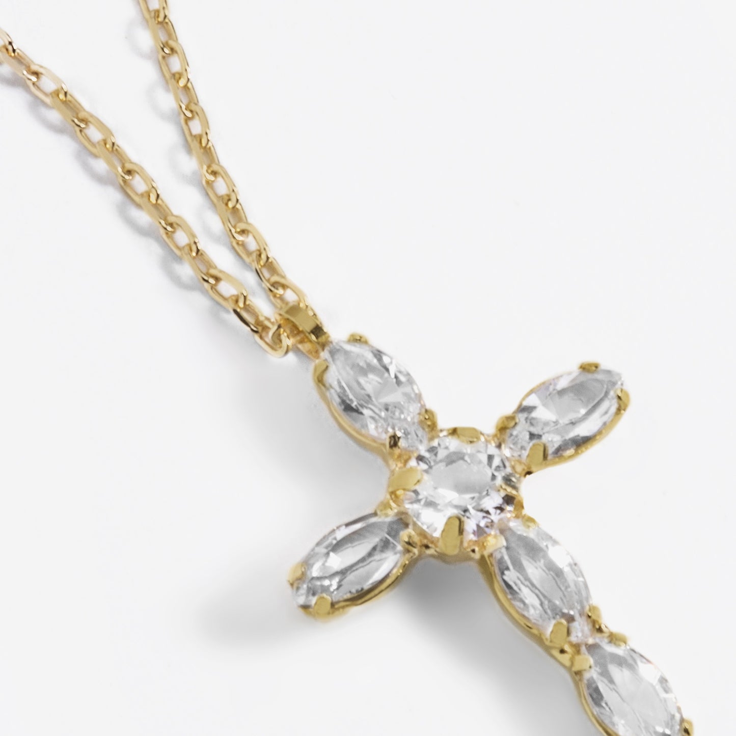 Gold plated Sterling Silver Short necklace cross crystal from Arisa