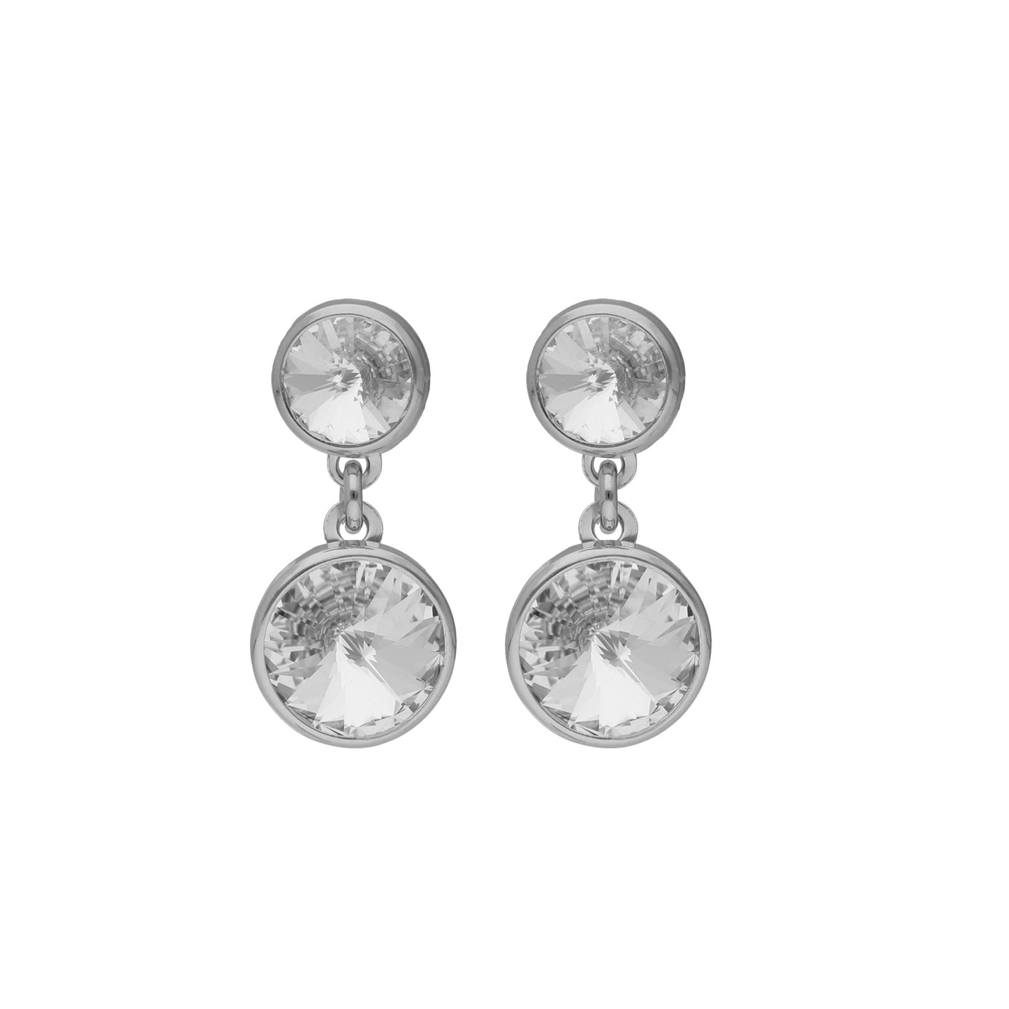 Rhodium Plated Sterling Silver Short earrings 7 y 9mm crystal from Basic