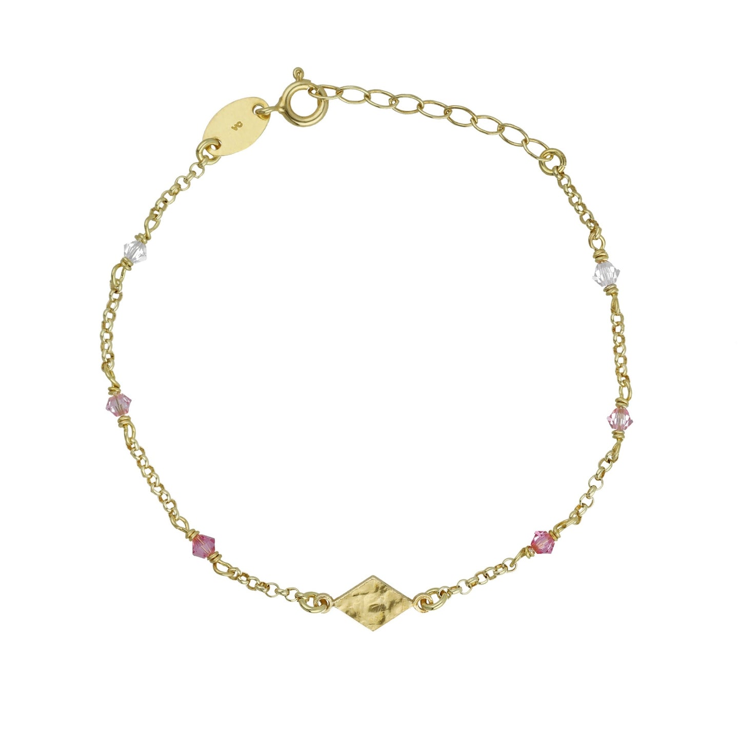 Gold plated Sterling Silver Bracelet rectangle crystal from Anya