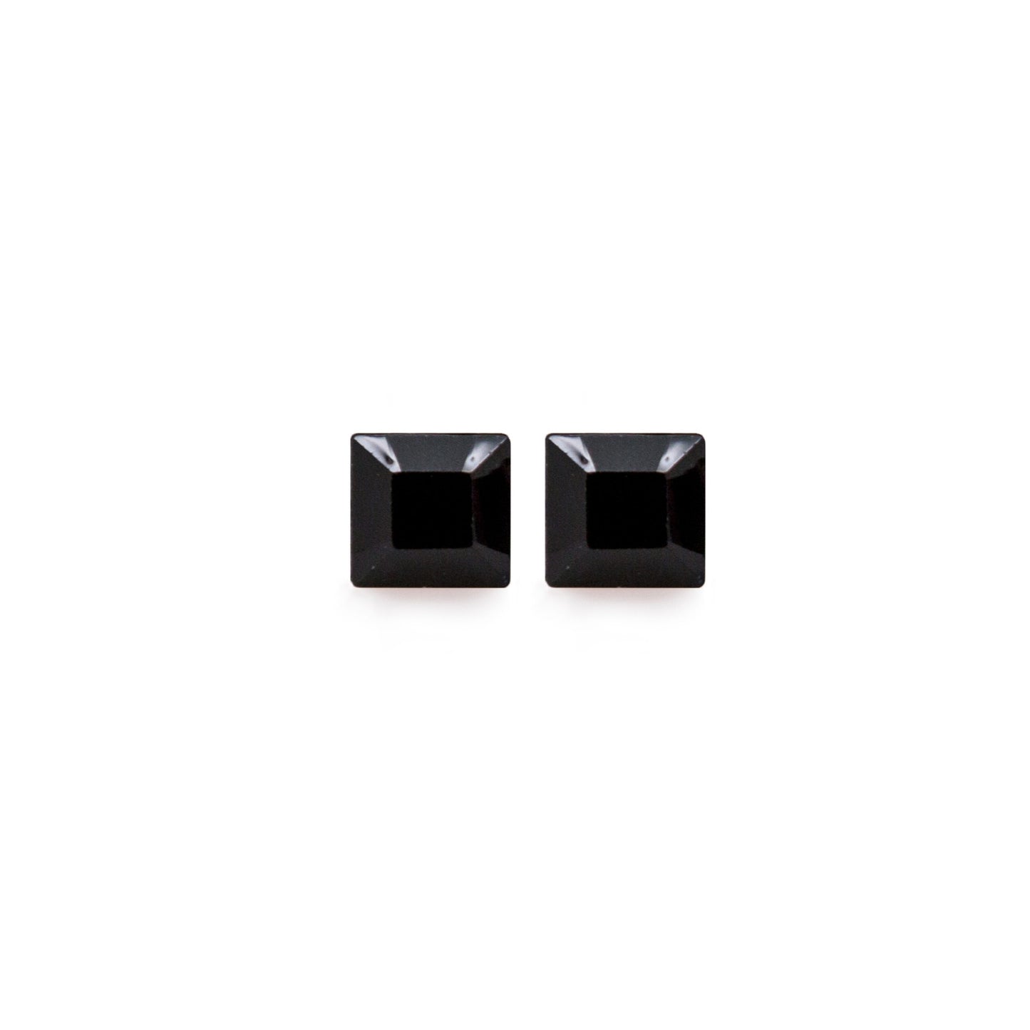 Rhodium Plated Sterling Silver Stud earrings square crystal from Fantasy