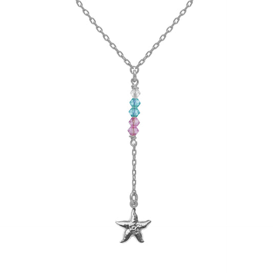 Rhodium Plated Sterling Silver Short necklace star multicolor crystal from Bliss