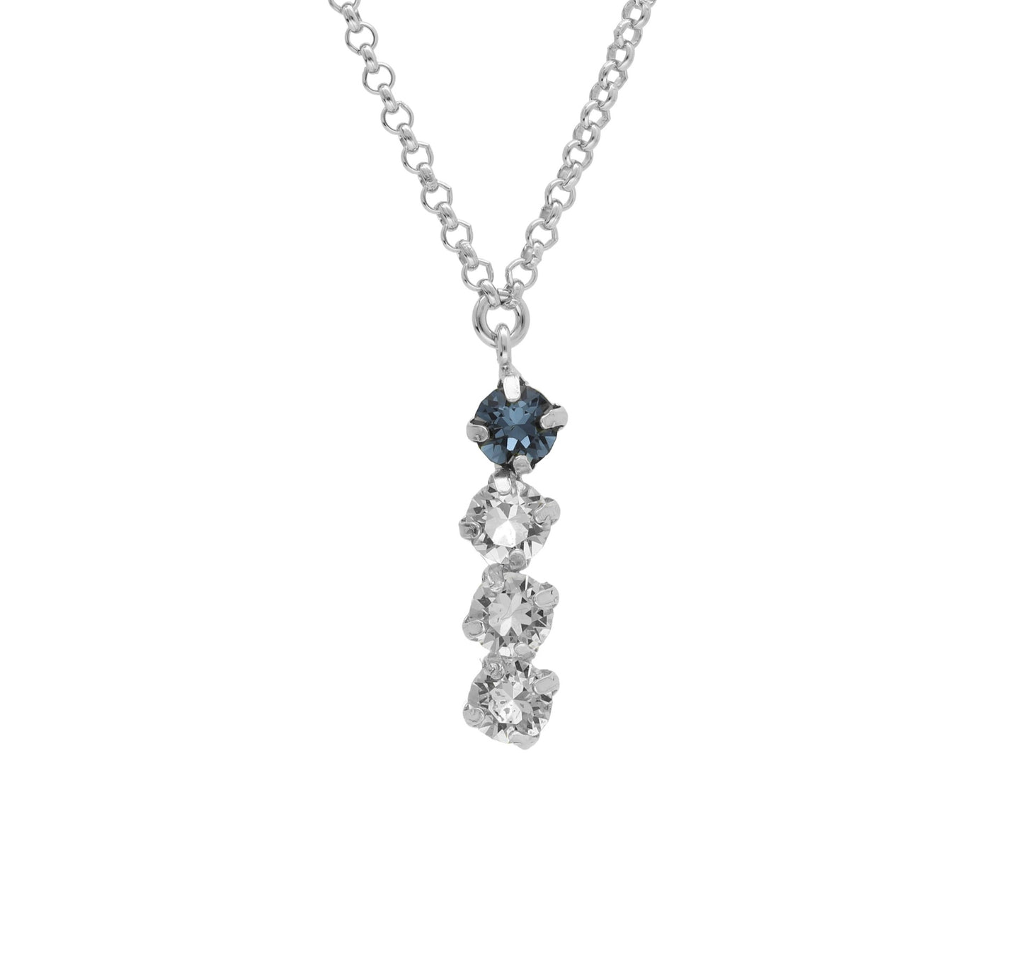 Rhodium Plated Sterling Silver Short necklace blue crystal from Fadhila