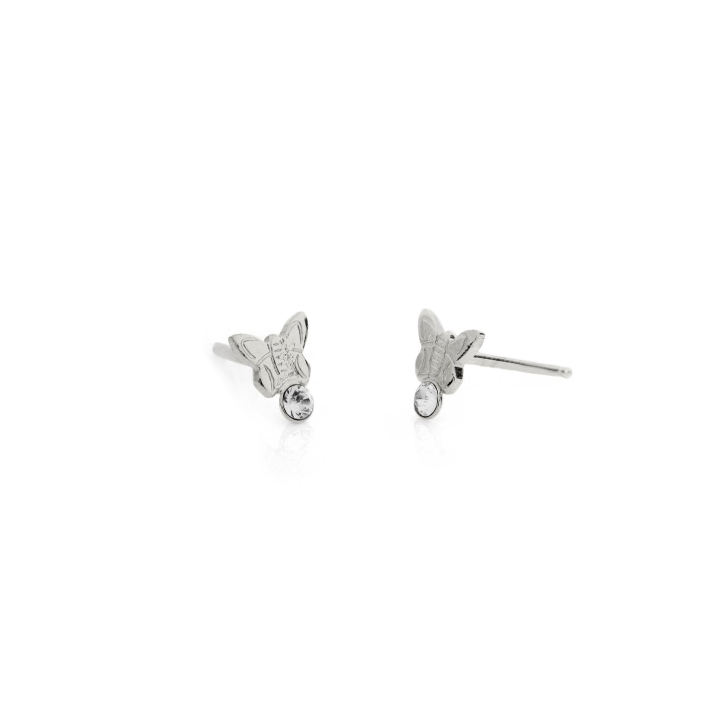 Sterling Silver Stud earrings butterfly white crystal from Kids