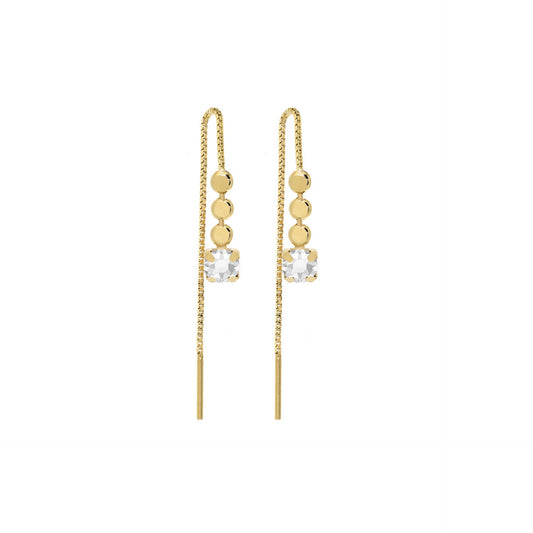 Gold plated Sterling Silver Long earrings crystal from Niwa