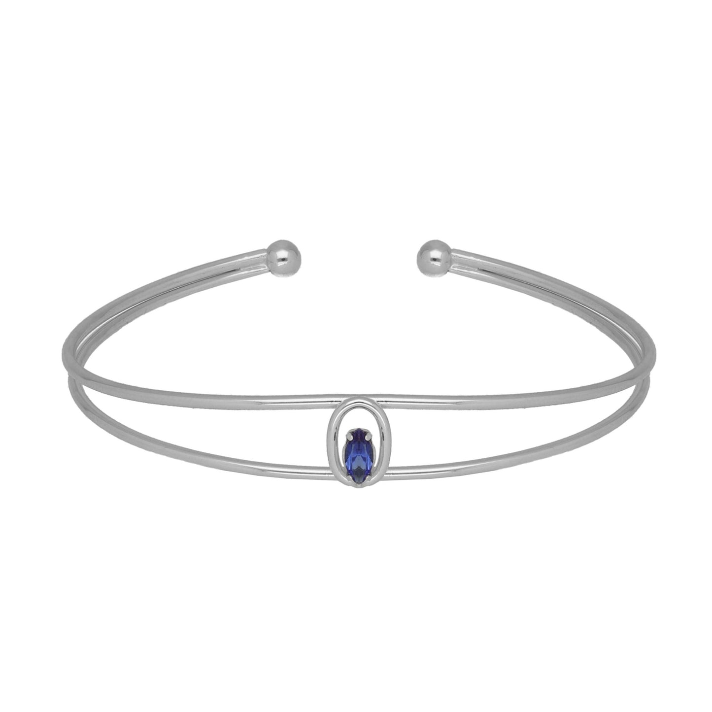 Sterling Silver Bracelet oval blue crystal from Etnia