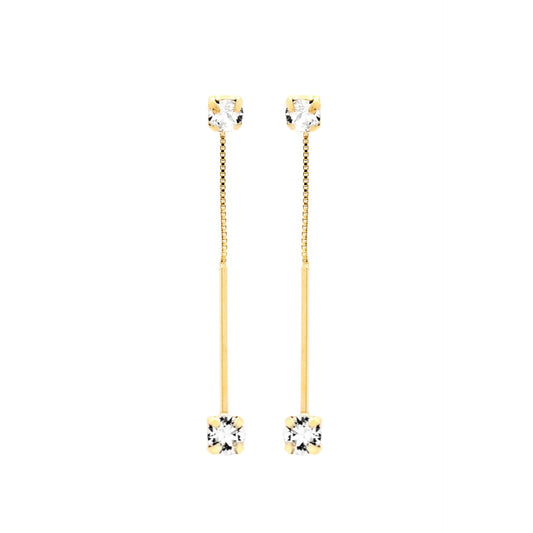 Sterling Silver Long earrings white crystal from Minimal