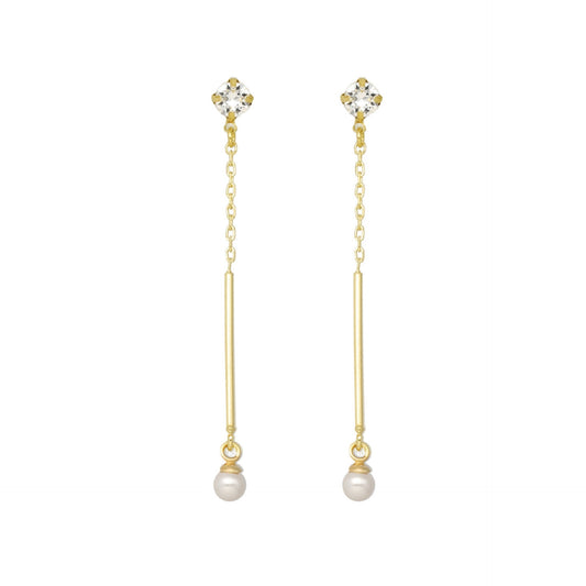 Sterling Silver Long earrings crystals and pearls from Paulette