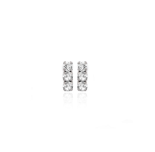 Rhodium Plated Sterling Silver Short earrings crystal from Aura