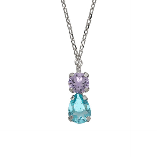 Rhodium Plated Sterling Silver Short necklace blue crystal from Bay