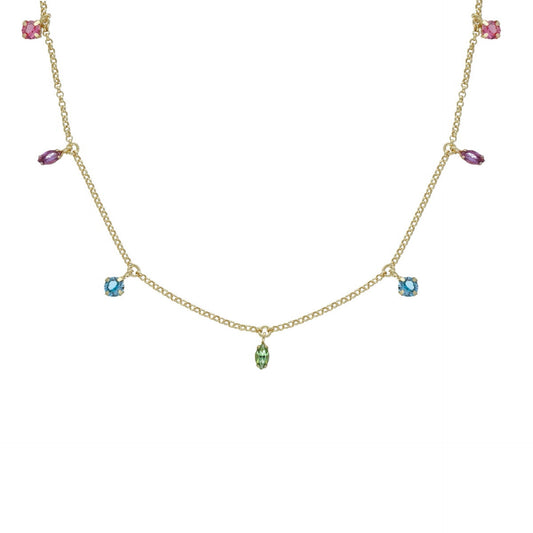 Gold plated Sterling Silver Short necklace multicolor crystal from Belle