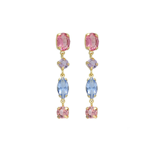 Sterling Silver Long earrings multicolor crystal from Sabina