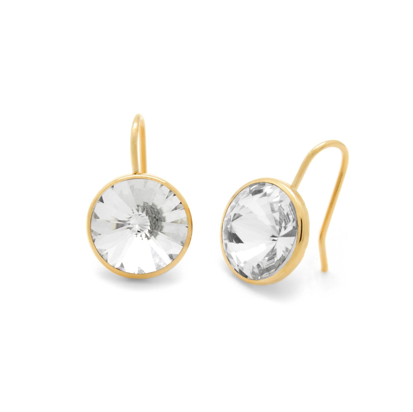 Gold plated Sterling Silver Short earrings 11,5mm circle crystal from Basic