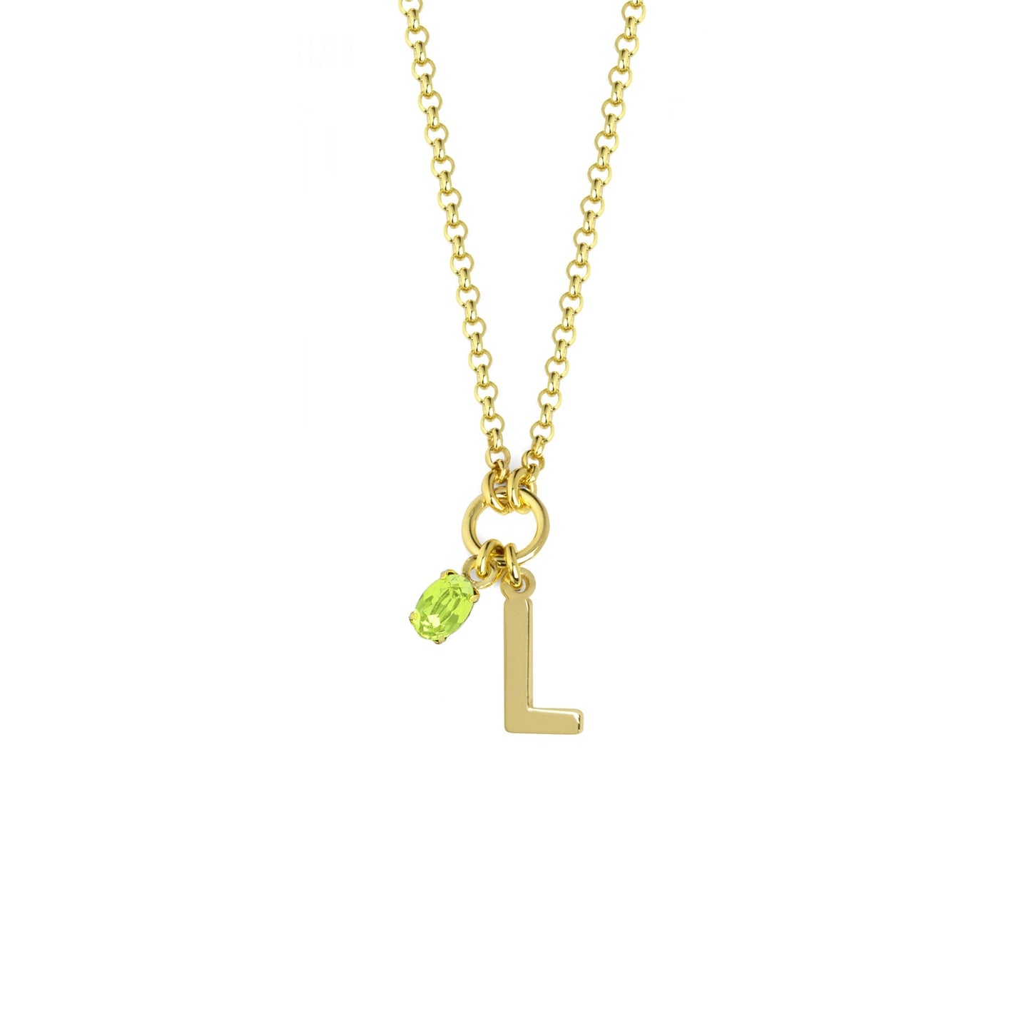 Gold plated Sterling Silver Short necklace letter green crystal from Initiale