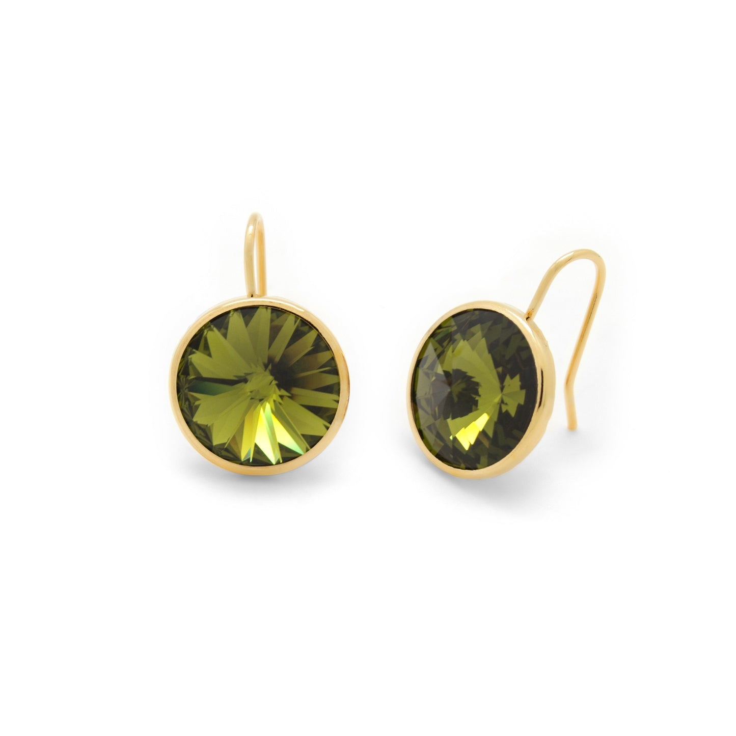 Gold plated Sterling Silver Short earrings 15mm circle crystal from Basic