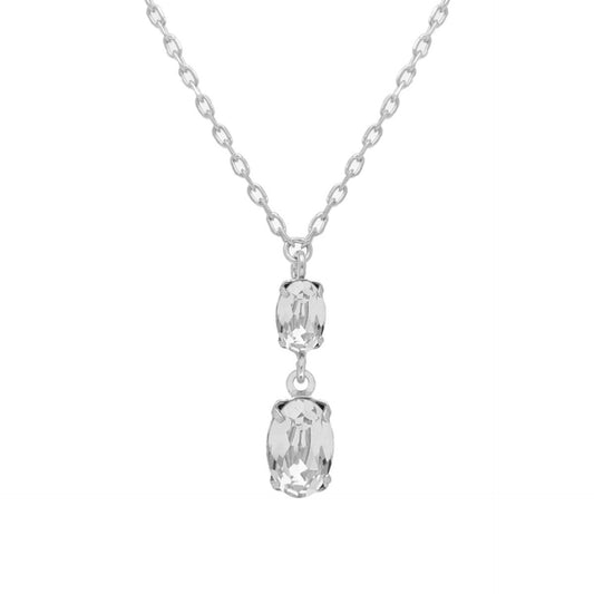 Rhodium Plated Sterling Silver Short necklace oval crystal from Gemma