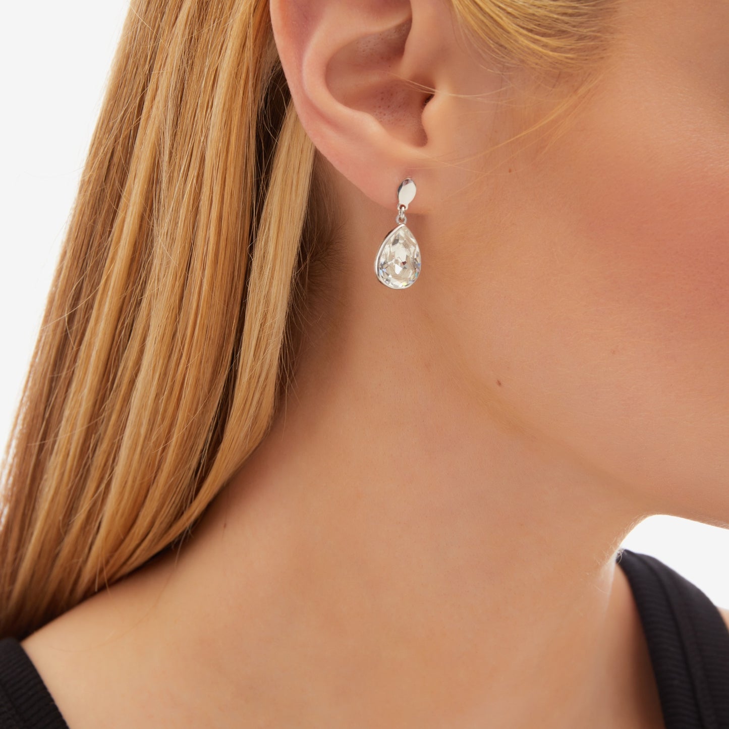 Rhodium Plated Sterling Silver Short earrings drop crystal from Magnolia