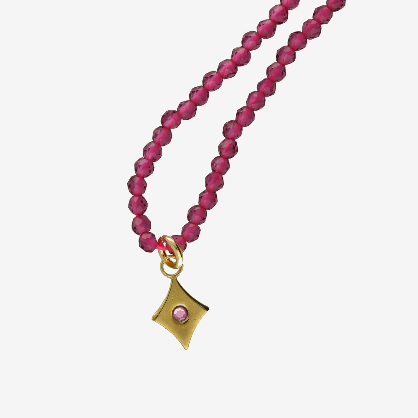 Charm para Collar rombo cristal rosa en Plata