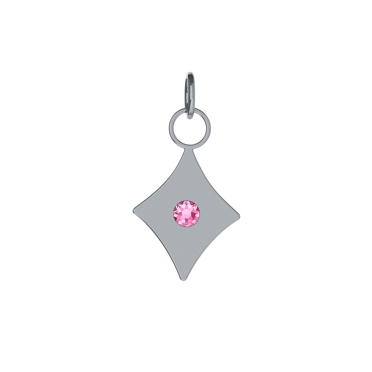 Charm para Collar rombo cristal rosa en Plata