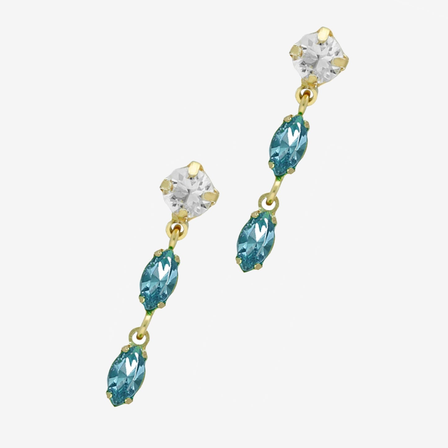 Gold plated Sterling Silver Long earrings crystal from Maisie