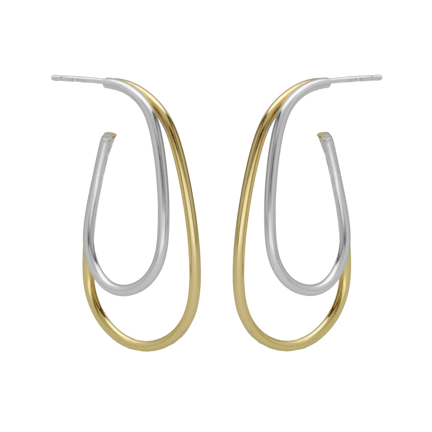 Rhodium and Gold plated Sterling Silver Hoop earrings drop from Copenhagen