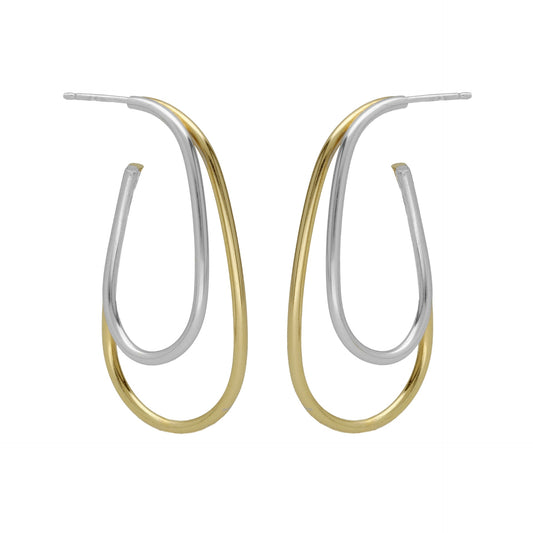 Rhodium and Gold plated Sterling Silver Hoop earrings drop from Copenhagen