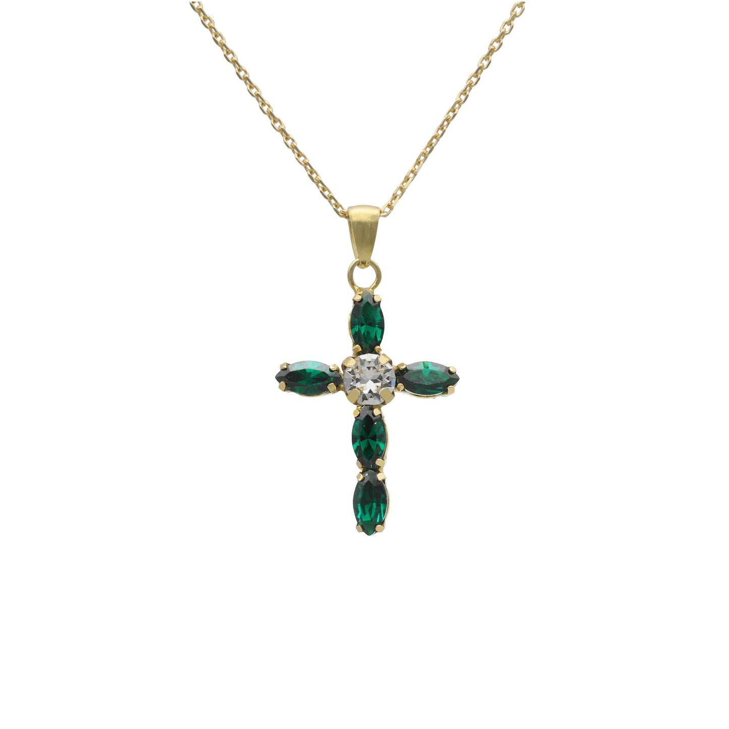 Gold plated Sterling Silver Short necklace cross crystal from Arisa